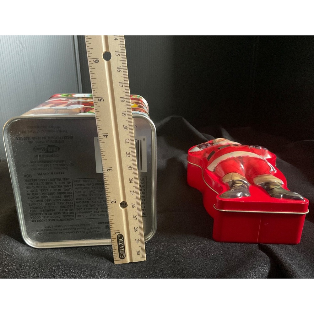 LOT 2 CHRISTMAS COLLECTIBLE TIN BOXES SANTA COKE TIN, M&M'S REINDEER HOLIDAY TIN - Picture 4 of 7